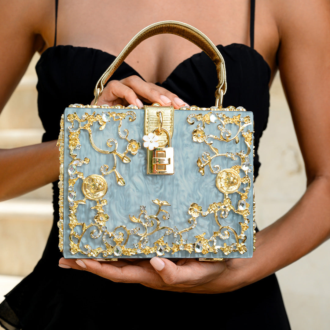 Elegant Acrylic Box Handbag White