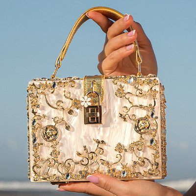 Elegant Acrylic Box Handbag White