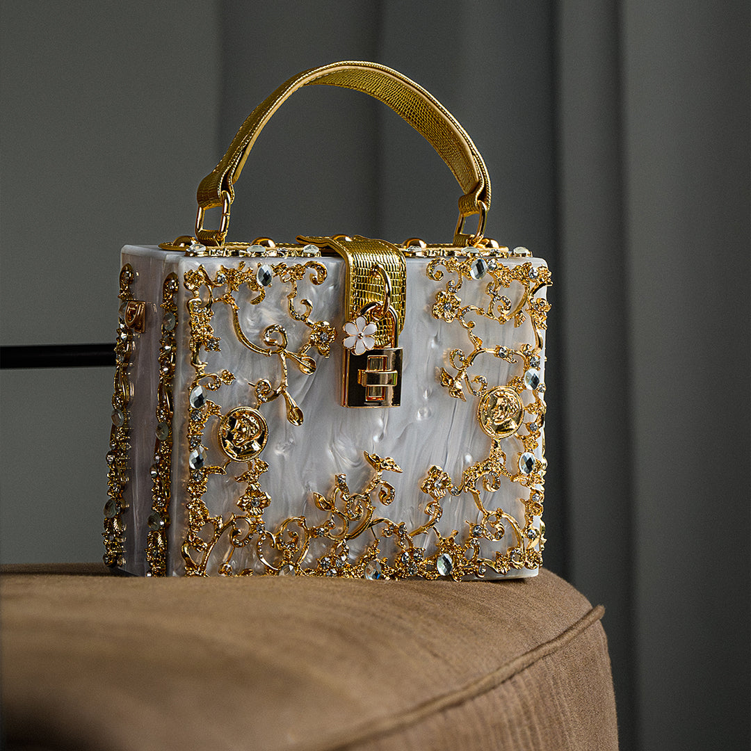 Elegant Acrylic Box Handbag White
