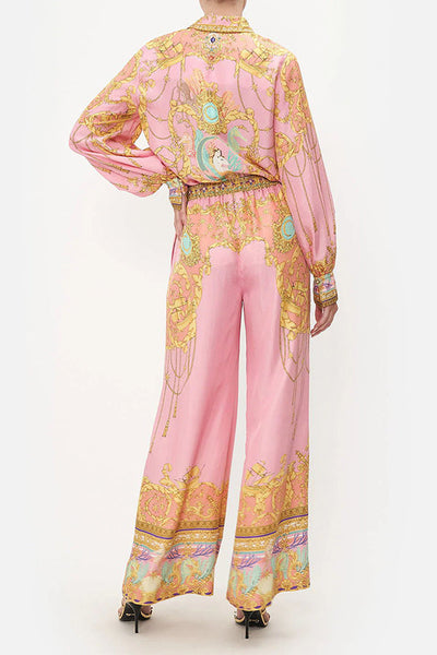 Mermaid Motel Unique Print Long Sleeve Loose Shirt & Elastic Waist Pants Set