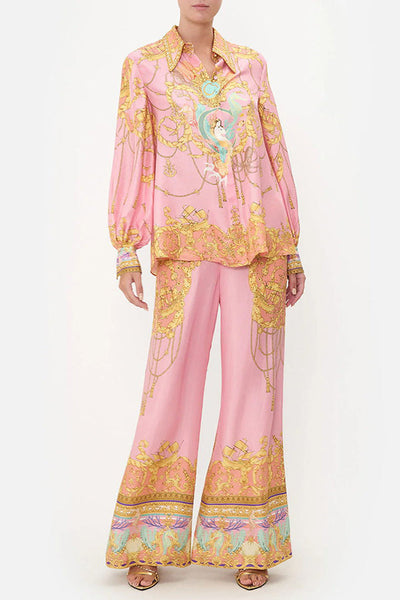 Mermaid Motel Unique Print Long Sleeve Loose Shirt & Elastic Waist Pants Set