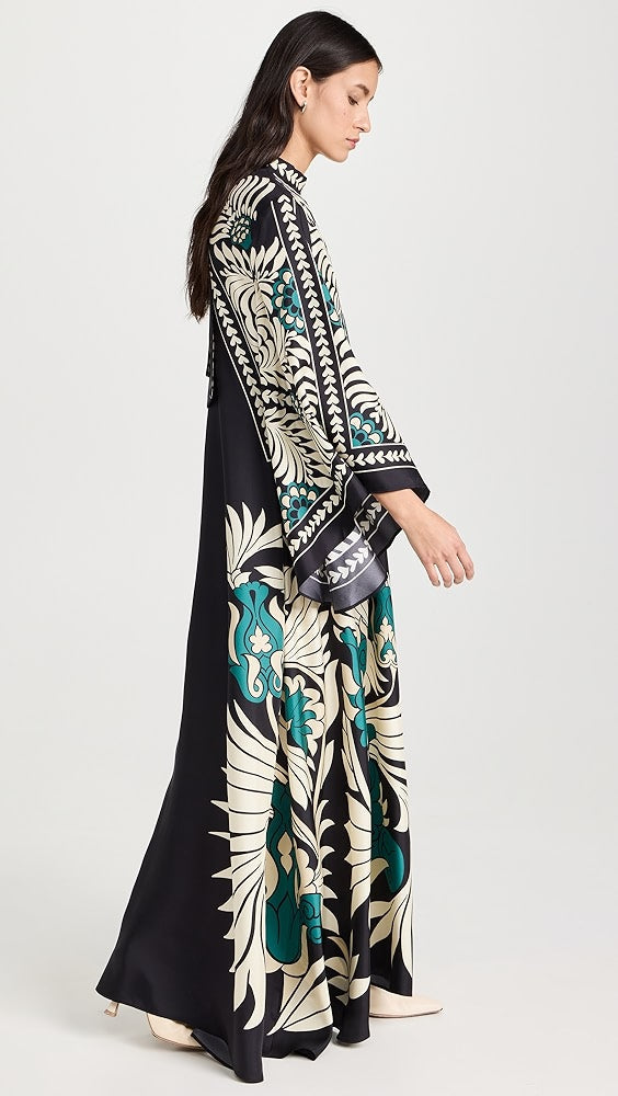 Magnifico Reversible Silk Twill Floral Print Maxi Dress - Black Multi