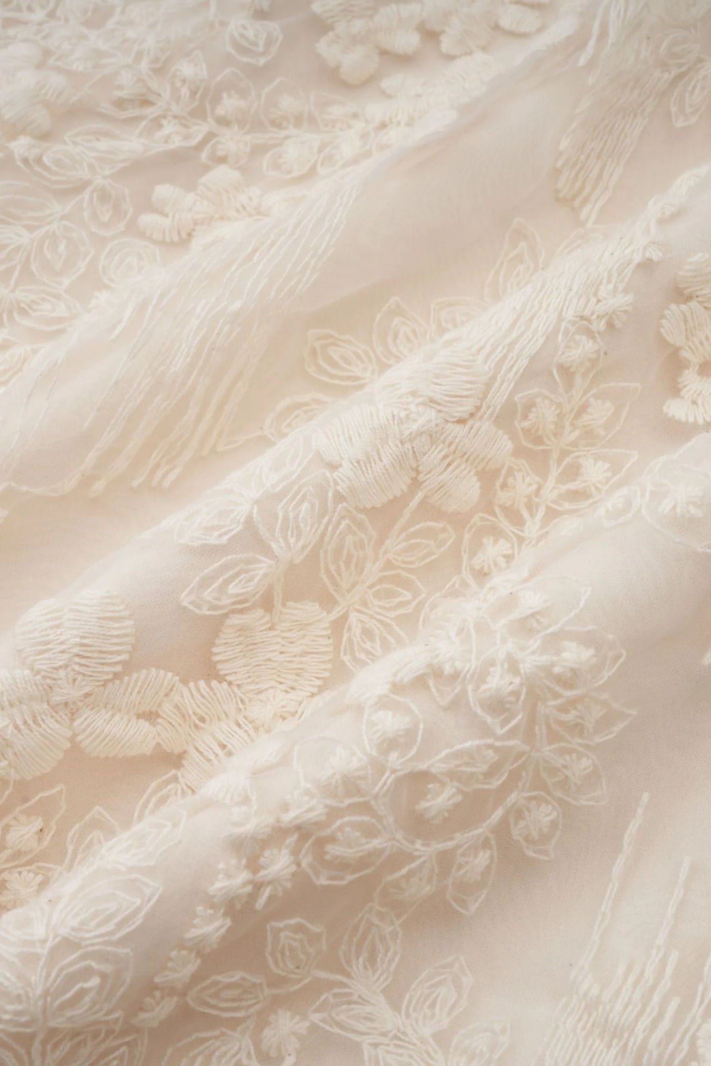 Madeline V-Neck Lace Embroidered Midi Dress with Pearl Details