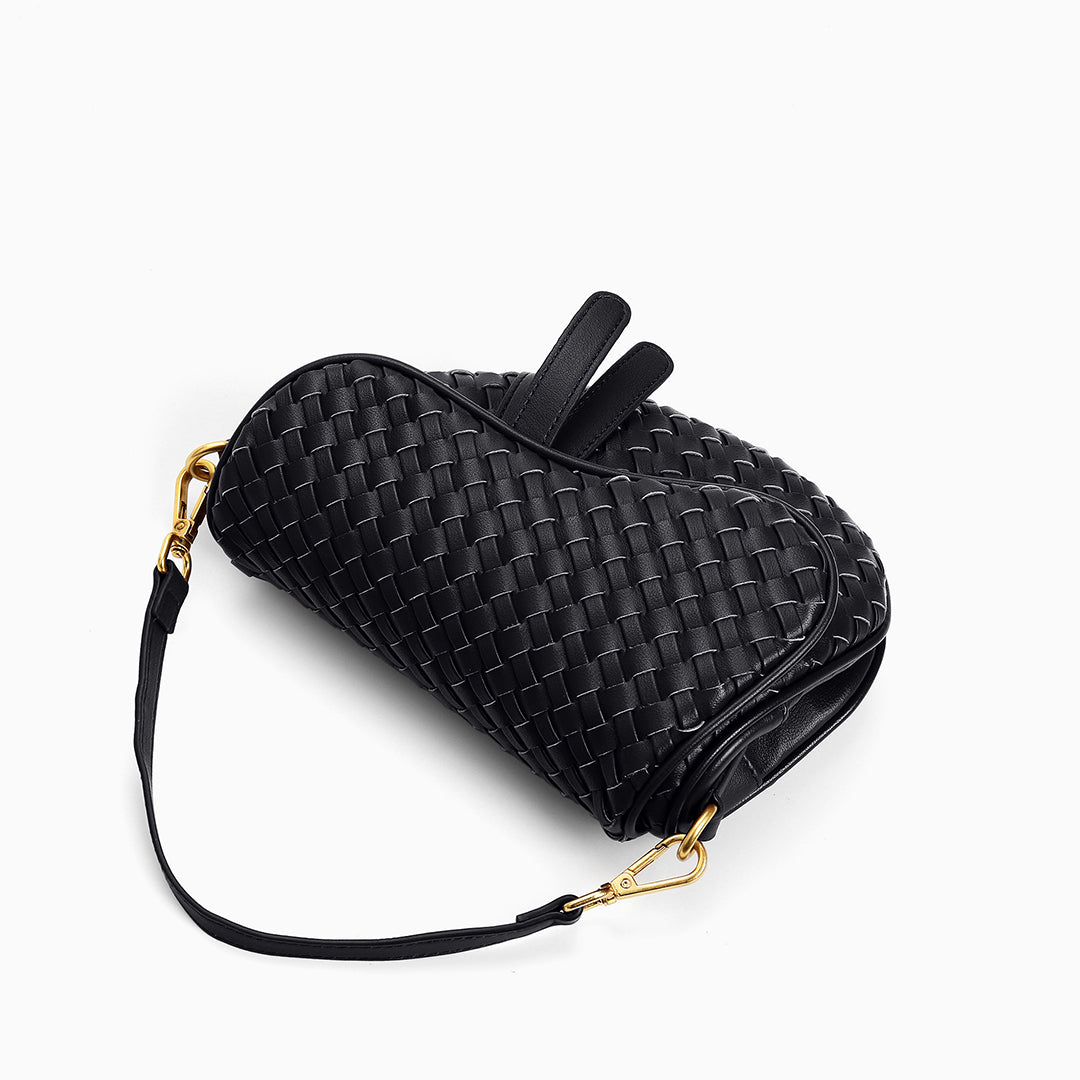 Madelyn Woven Saddle Bag – Luxury Leather Woven Shoulder Bag