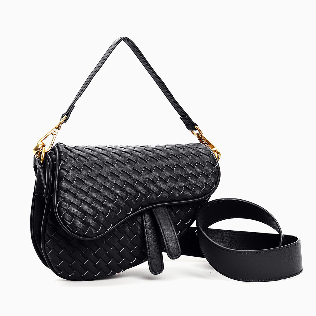 Madelyn Woven Saddle Bag – Luxury Leather Woven Shoulder Bag