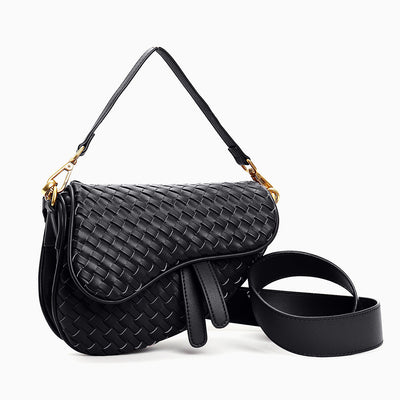 Madelyn Woven Saddle Bag – Luxury Leather Woven Shoulder Bag