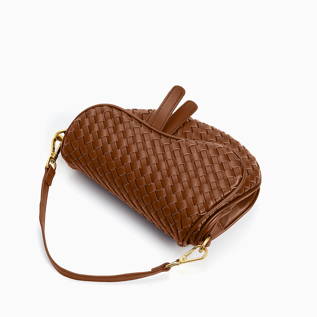 Madelyn Woven Saddle Bag – Luxury Leather Woven Shoulder Bag