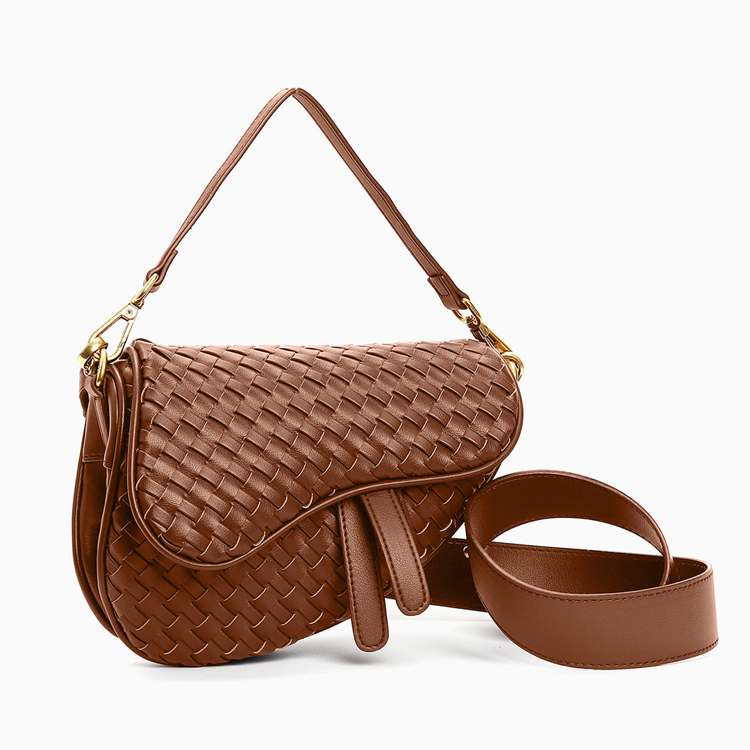 Madelyn Woven Saddle Bag – Luxury Leather Woven Shoulder Bag