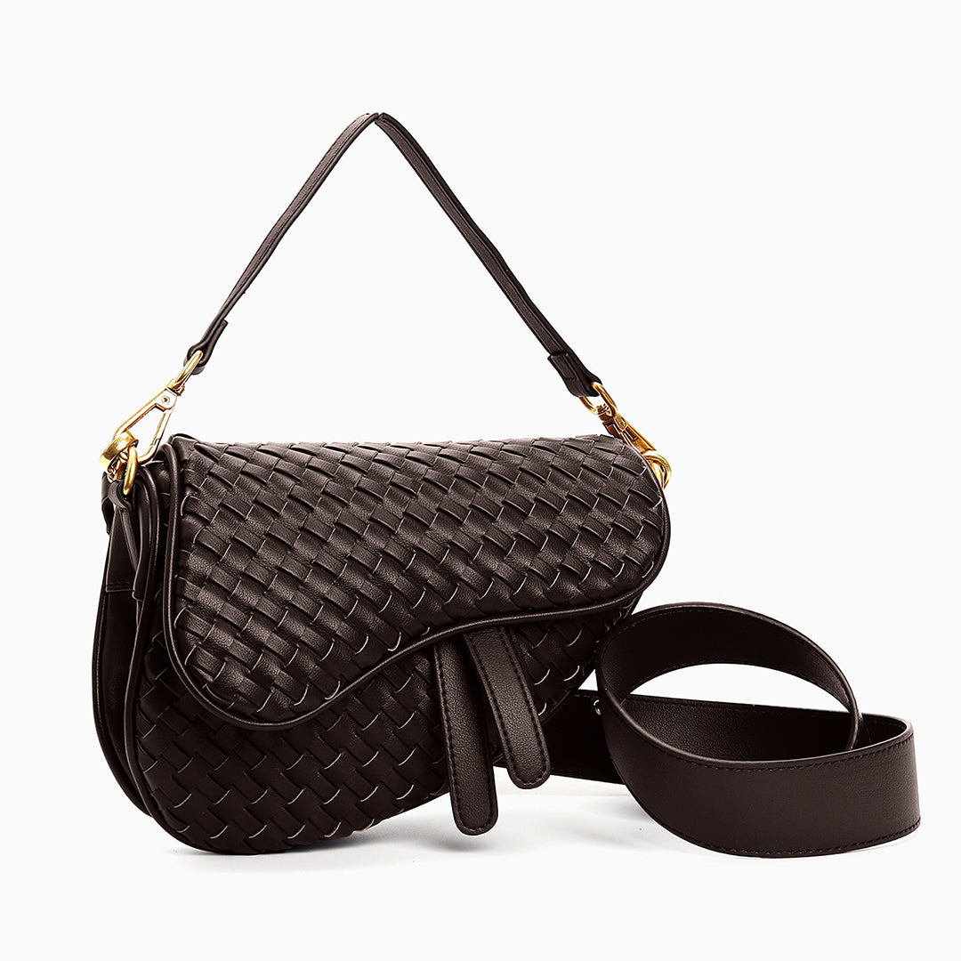 Madelyn Woven Saddle Bag – Luxury Leather Woven Shoulder Bag