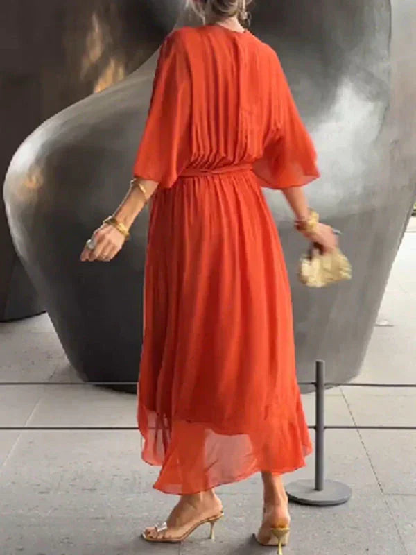 Evelyn Chiffon V Neck Dress
