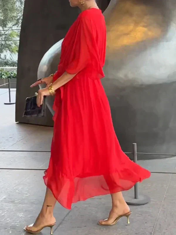 Evelyn Chiffon V Neck Dress