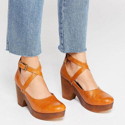 Round Toe Leather Sandals
